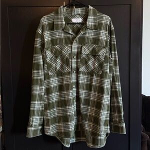 Aritzia Green Plaid Button Down Shirt